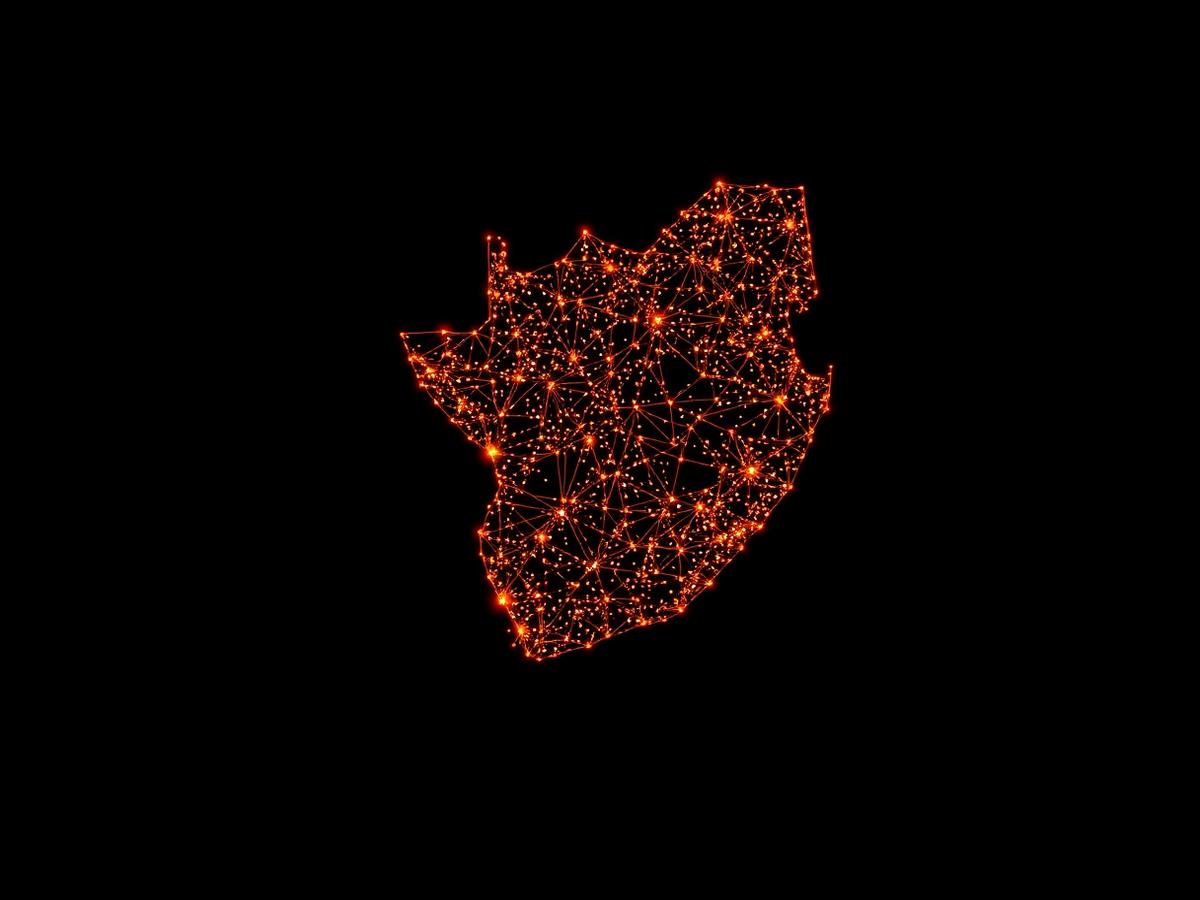 Abstract particle map of South Africa